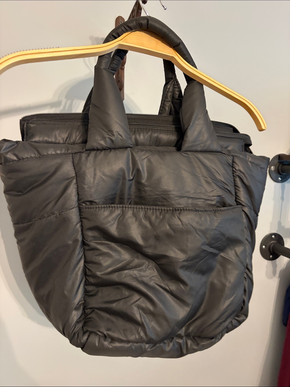 Joe Fresh Black Quilted Puffer Tote